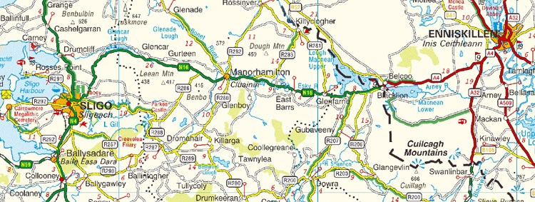 N16 Sligo to Enniskillen Map