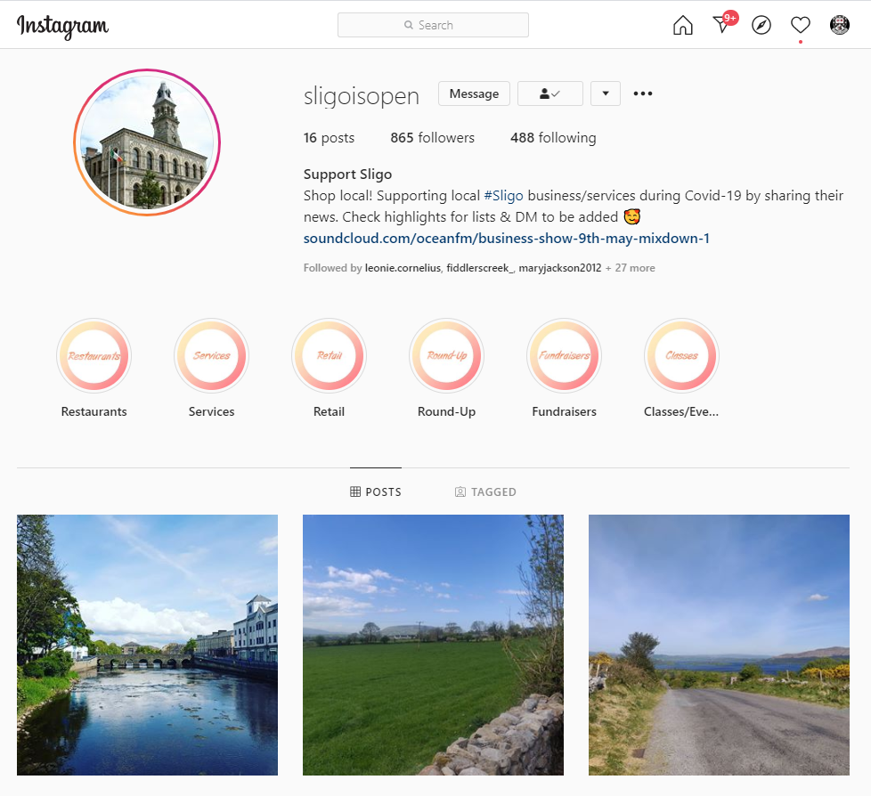 Sligo is Open on Instagram